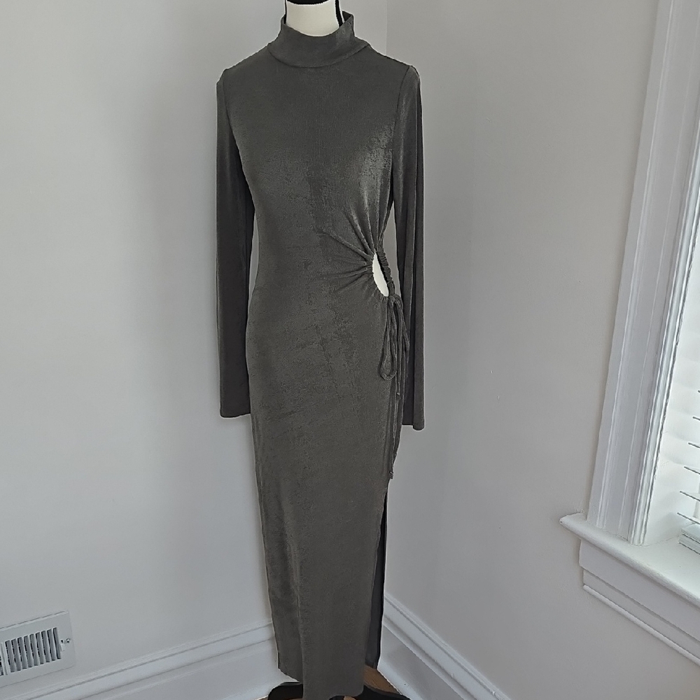 12th Tribe Gray Brown Long Sleeve Cutout Maxi Dress Size M